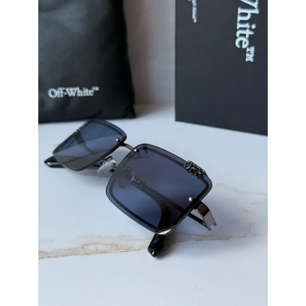 NEW Off White Tampa Gunmetal Blue Lens Unisex Sunglasses